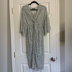 ASOS Ice Blue Scatter Sequin Midi Dress